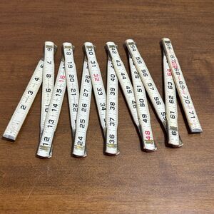 Vintage Lufkin Wood Folding Ruler 6’ Brass Extensions Rule Measuring Tape USA